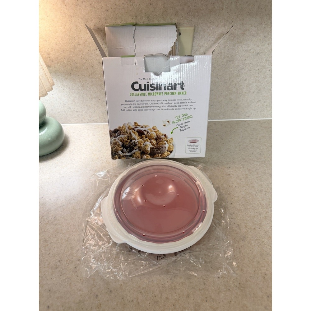 Cuisinart Collapsible Microwave Popcorn Maker*10-Cup Capacity*Red Bowl *NIB